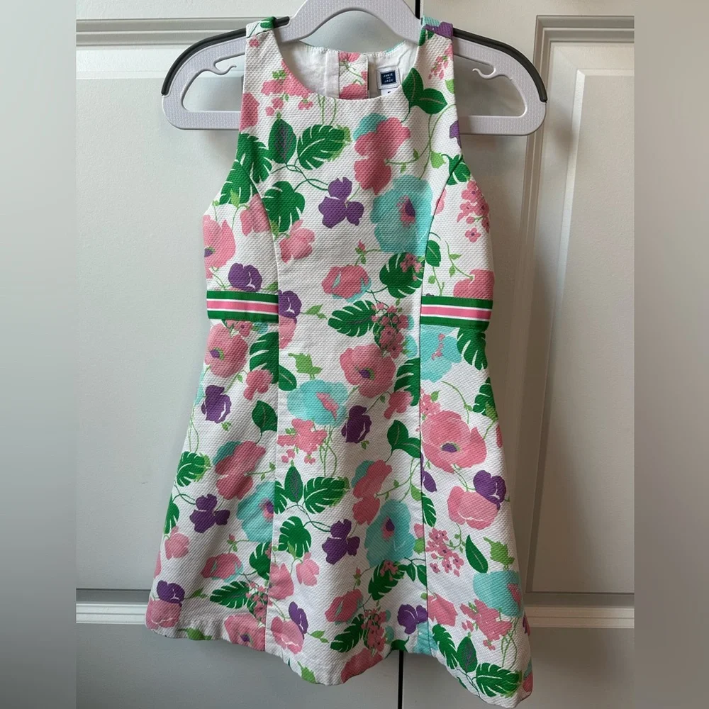 Janie and Jack Girls Floral  Summer Party Dress W/Bow (Size 5)